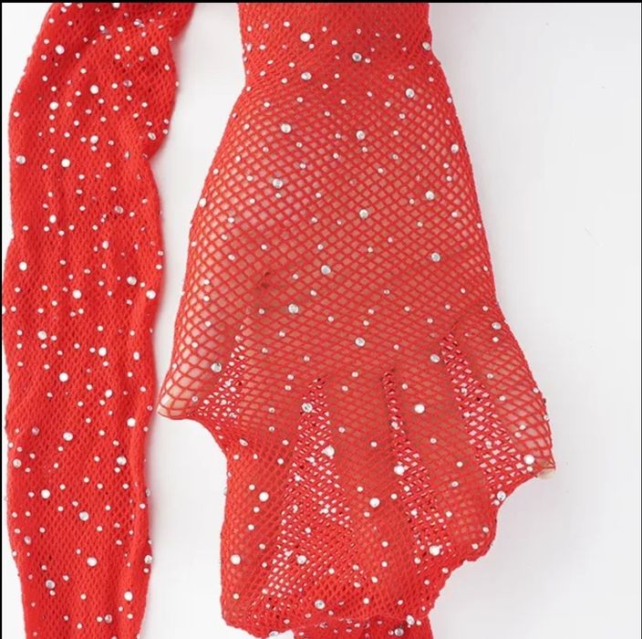 Красные эротические колготы чулки стразы с доступом колготки пояс чулк