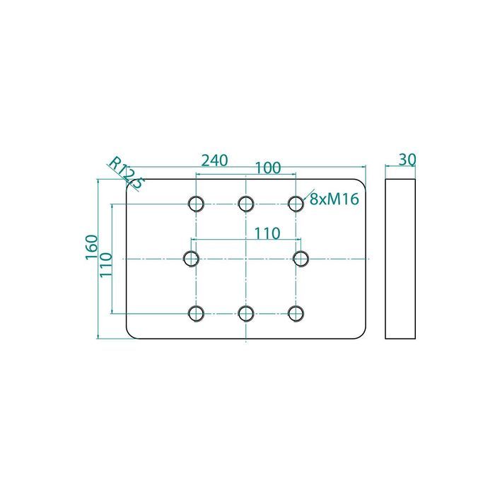 Płyta montażowa dla ucho dyszla do wspawania 110x100mm 145x145mm