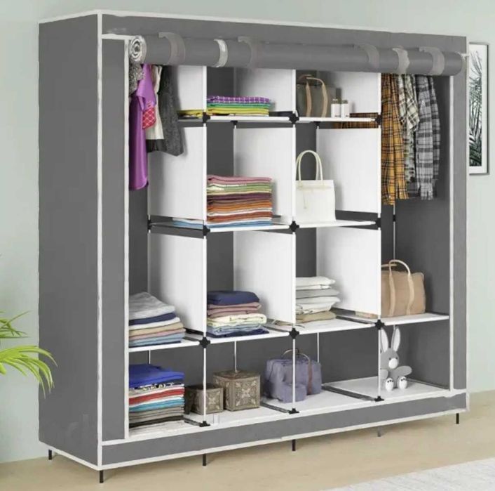 Стильный тканевый шкаф для вещей органайзер каркасна шафа чорна