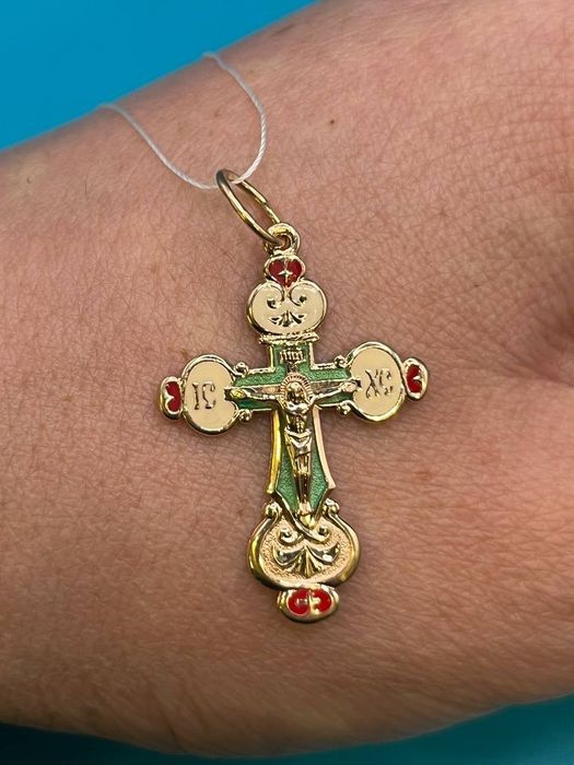 3.23 Золотий хрестик с емалями 585