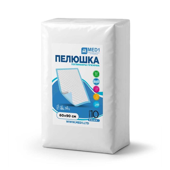 Пелюшка медична гігієнічна, розмір 60×90 см (10 шт в упаковці)