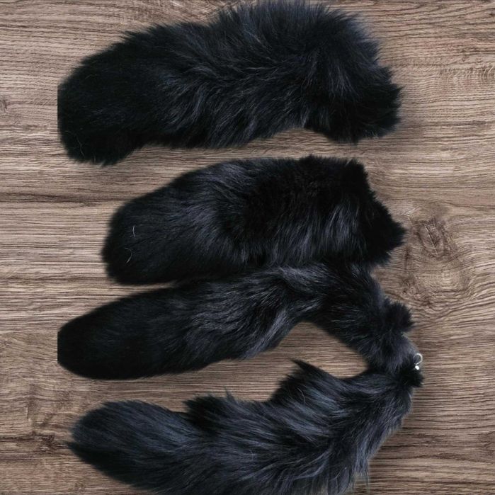 Czarna Kita Lisa 30–40 cm Naturalne Futro Brelok Karabińczyk