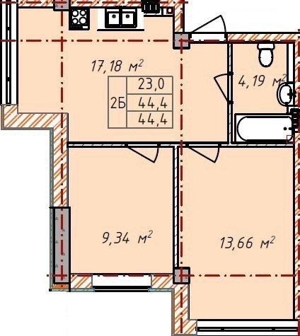 2-rooms apartment apartment by the address st. Sportivnaya (area 44,4 m²) - Atlanta.ua - photo 3