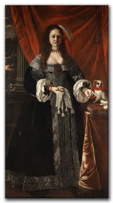 Cittadini: Dama z pieskiem. Płótno kopia 100x50 cm