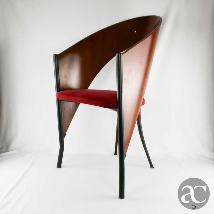 Conjunto de 3 cadeiras estilo Art Déco, em madeira, tecido e metal