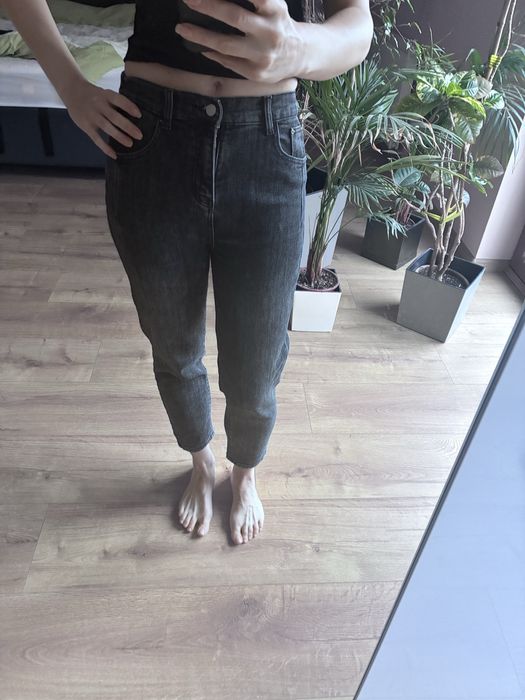 Ciemny denim czarne jeansy M / 38