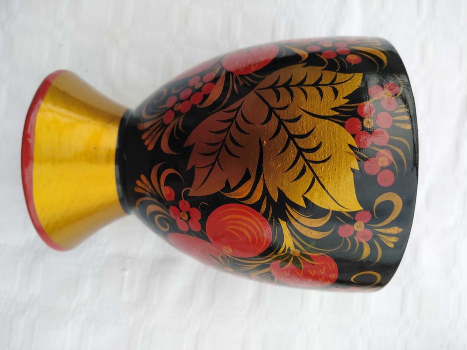 Khokhloma Artesanato Madeira - Prato com Copo