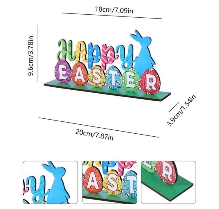 Placa de Madeira - Happy Easter / Feliz Pascoa