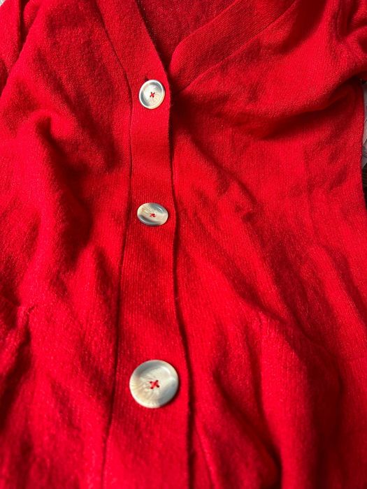 B.P.C długi czerwony sweter rozpinany z kieszeniami ^40/42