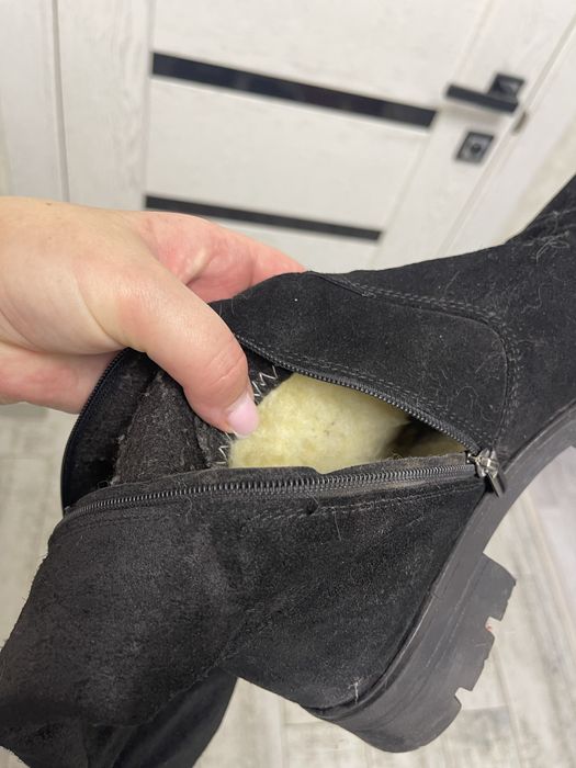 Ботфорти натуральний замш, сапоги високі