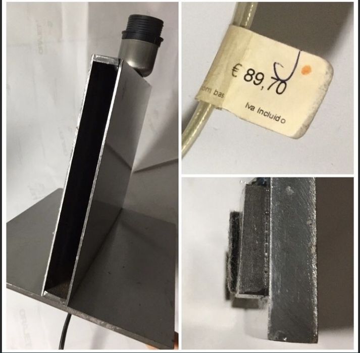 Candeeiro Inox + antiquário terracota mármore (candeeiros)