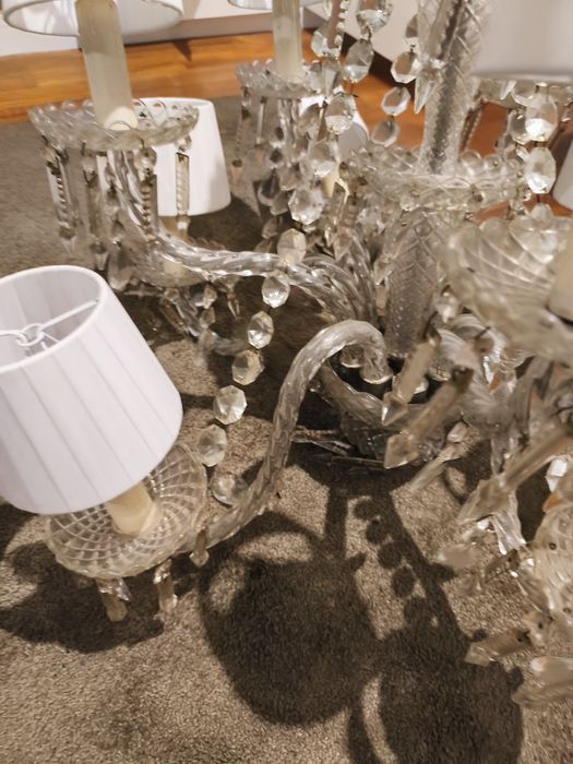 Lustre antigo de cristal, com abajour