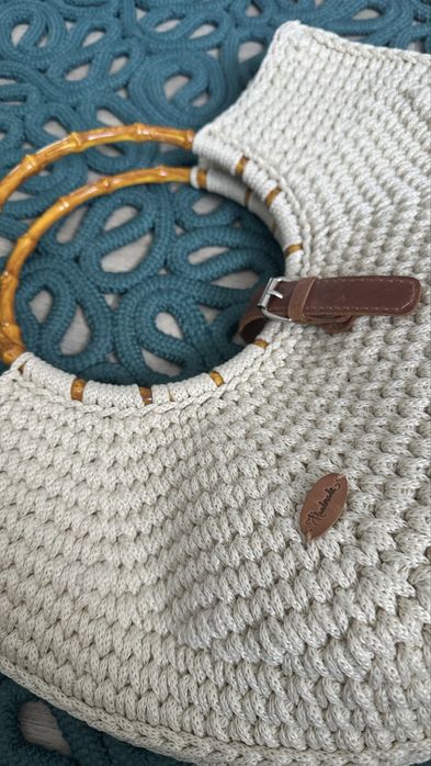 Сумка вʼязана макраме, handmade плетена, біла молочна, пляж