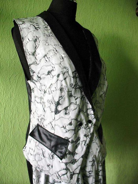 Spodnie - kamizelka - elegancka tkanina - 38 M - pas 66 cm Komplet
