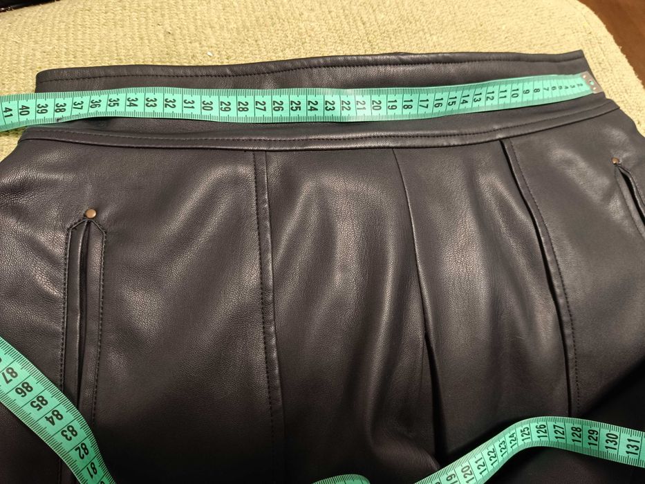 48- 50 р L , 67 см темно синяя юбка из искусственной утеплённой кожи