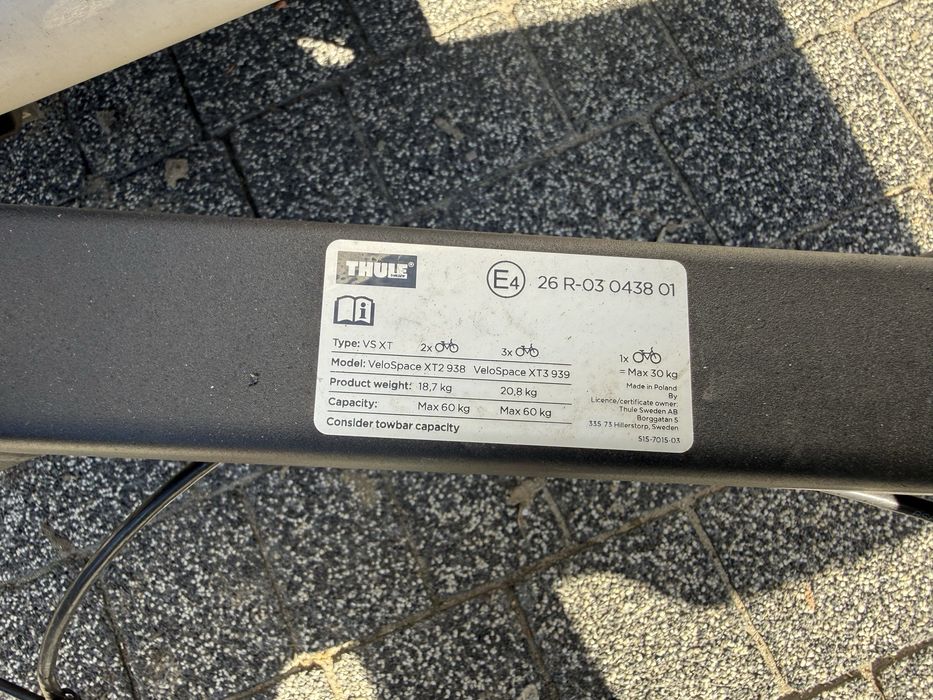Thule BOX + bagażnik rowerowy na 3 lub 4 rowery na hak! Bdb stan!