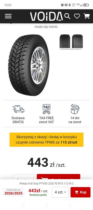 Sprzedam opony zimowe bus wzmacniane C