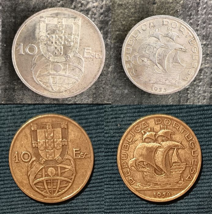 2 Moedas Prata - 10 Escudos da República Portuguesa
