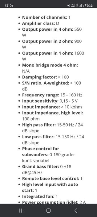 Підсилювач для саба моноблок dls
