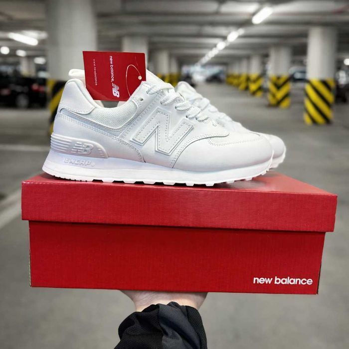 (2243) Кросівки New Balance 574 повністю білі (36-41) NB нб nb