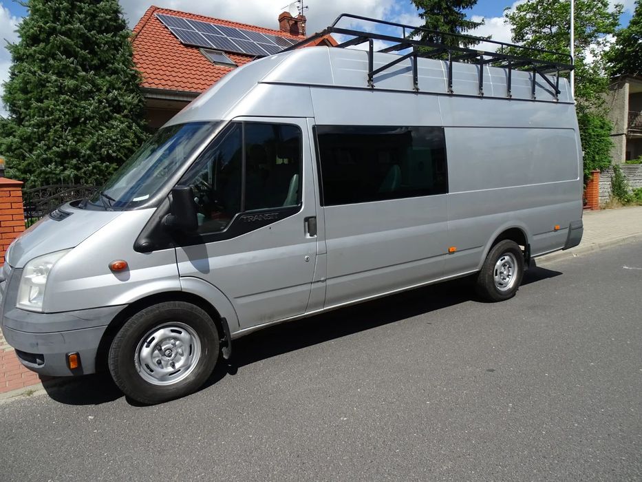 Ford Transit 2,2 TDI -155 koni-L4 H3 ,klimatyzacja ,kamera- 6-osób-, MAX wysoki, MAX długi !  Bagażnik dachowy - BUS BRYGADOWY ! SUPER STAN !