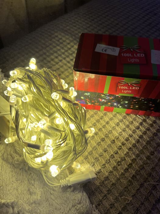 Lampki choinkowe Led Ciepły Biały Kryształki 100 Led