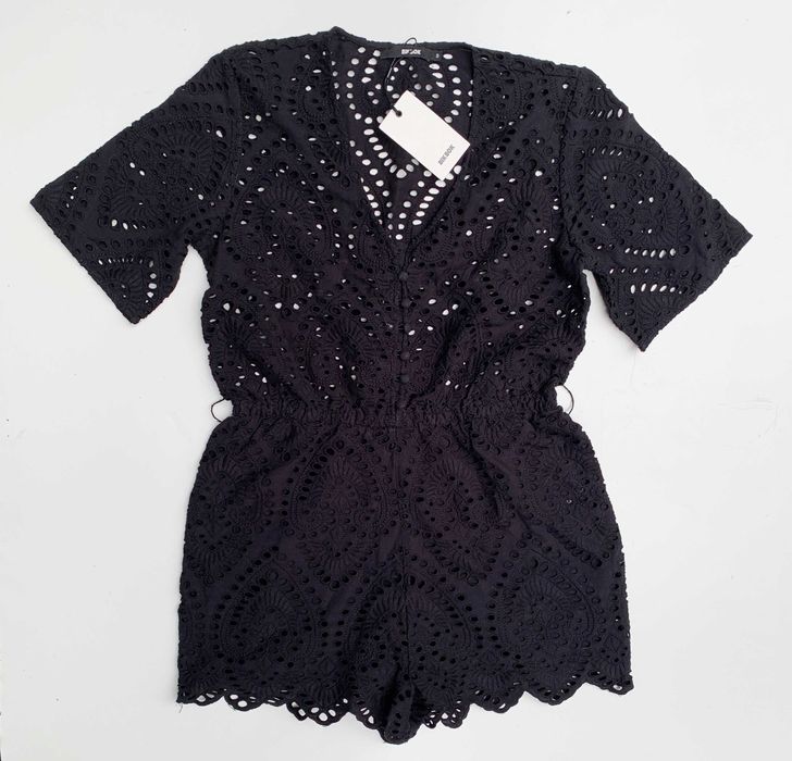 Kombinezon Nowy Bik Bok Czarny S 36 Ażurowy Spodenki Czerń