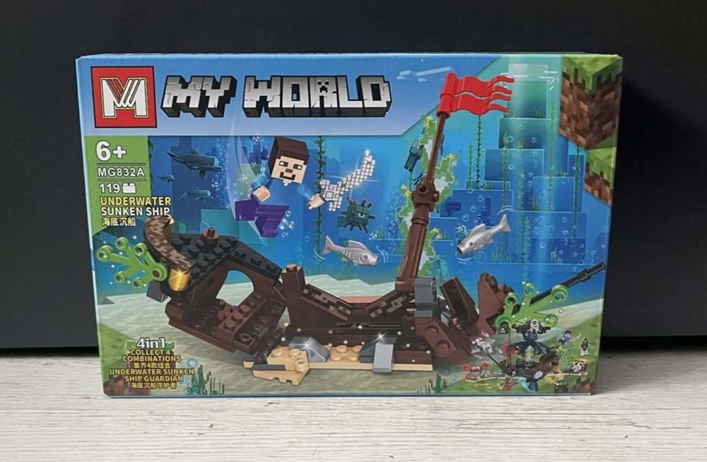 Nowe klocki konstrukcyjne z gry minecraft My world rozbity statek 119pcs MG832A
