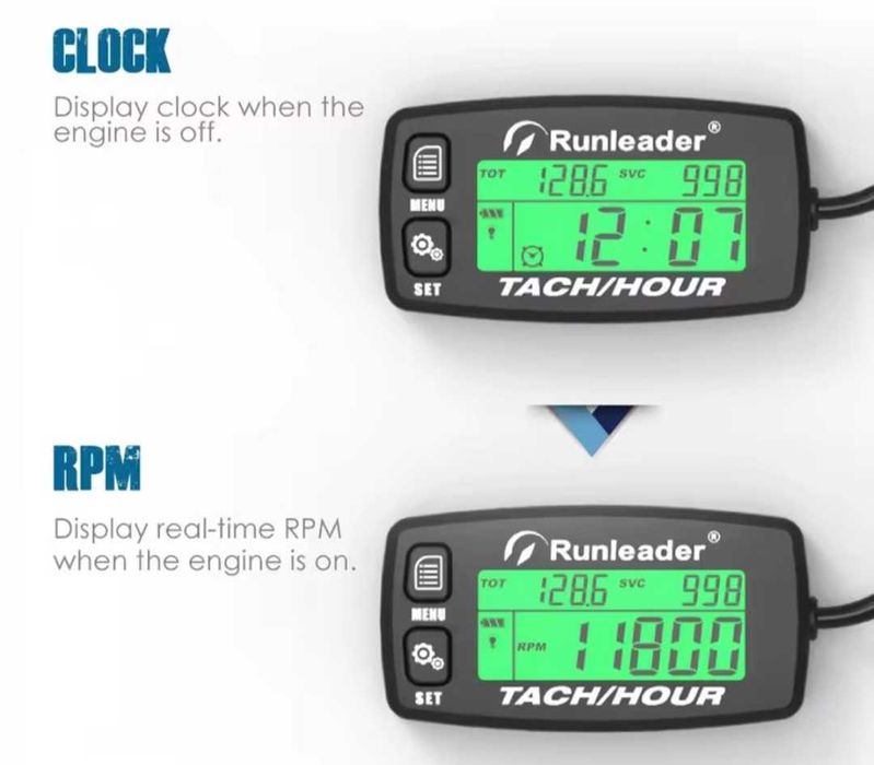 Тахометр счетчик моточасов  RL-hm032B с заменяемой батарейкой
