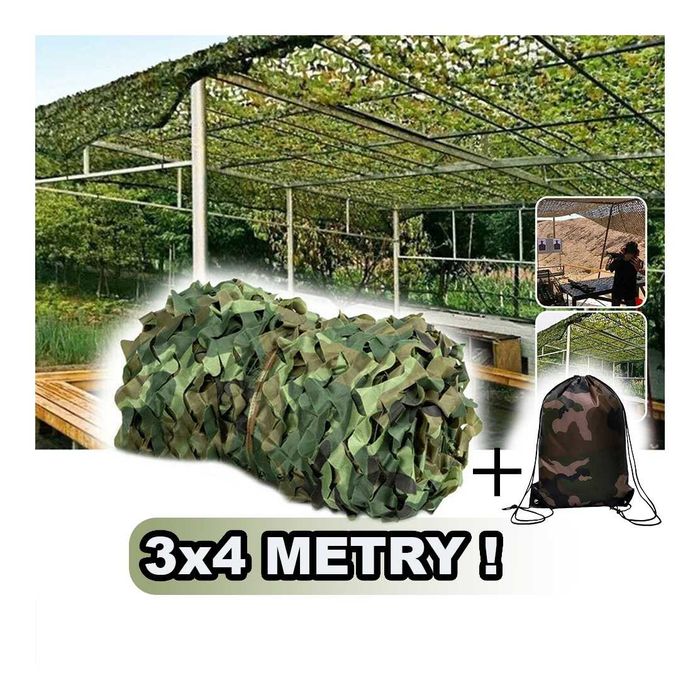 SUPER CENA! Siatka Maskująca 3x4 Metry+Pokrowiec Etui Do Przenoszenia