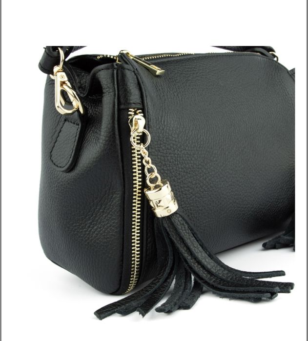 Сумка шкіряна біла бежева чорна Італія Мягкая сумка кожаная через плеч