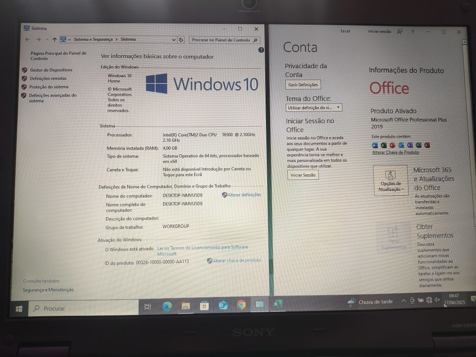 Computador portátil Sony Vaio (ler descrição do anúncio)