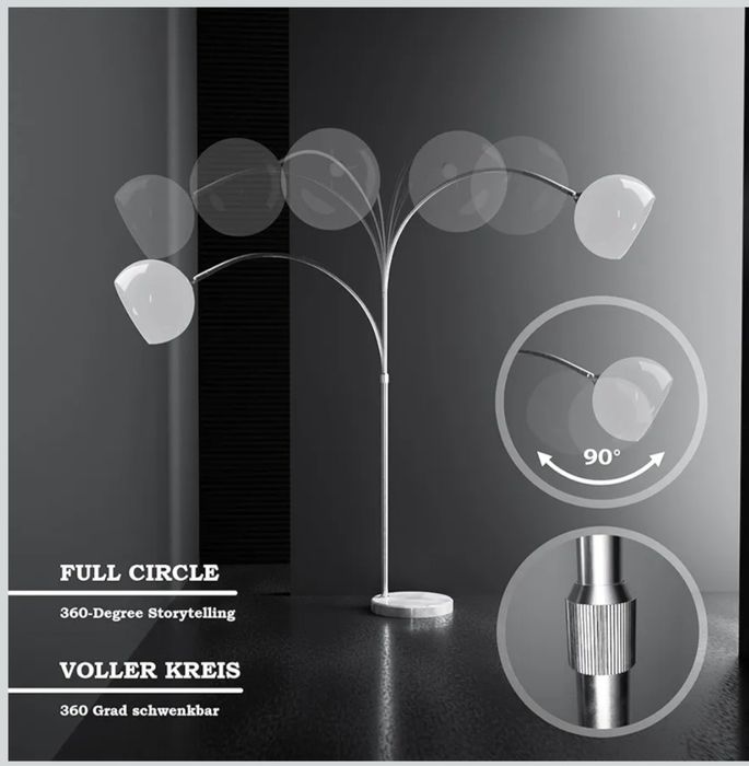 łukowa lampa podłogowa Brilliant Vessa,okazja