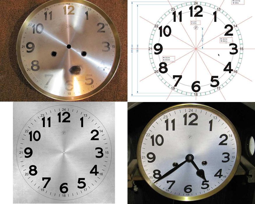 Циферблат настенных старинных часов - 1