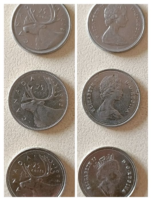 Moedas e Notas do Canadá (e E. U. A.) -  Dólar e Cêntimos