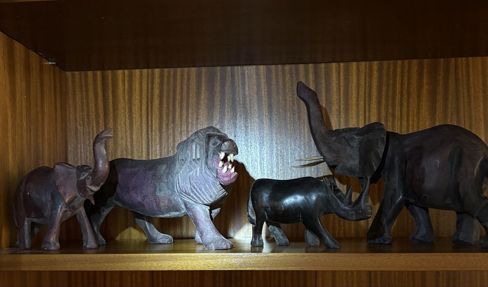 Conjunto 4 esculturas animais estilo africano