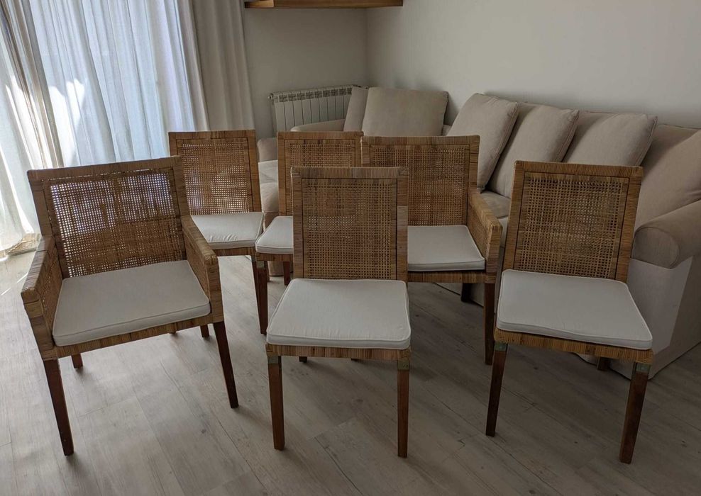6 Cadeiras de Jantar Kenay em Madeira e Rattan Natural