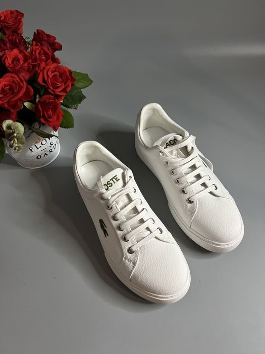 41 рБілі кеди шкіряні кроссовки лакост lacoste кожа