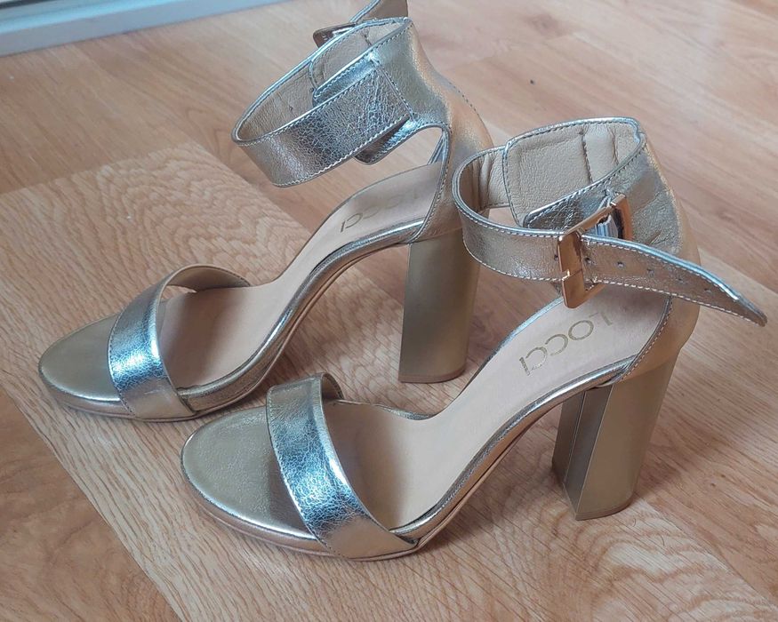 Buty złote imprezowe wysoki obcas