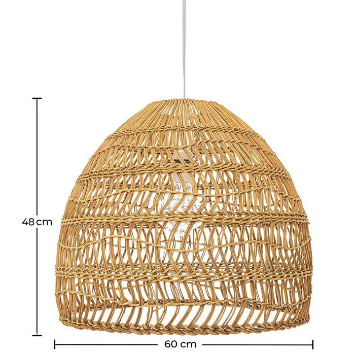 Candeeiro de Teto, Rattan Natural, Ø60x48