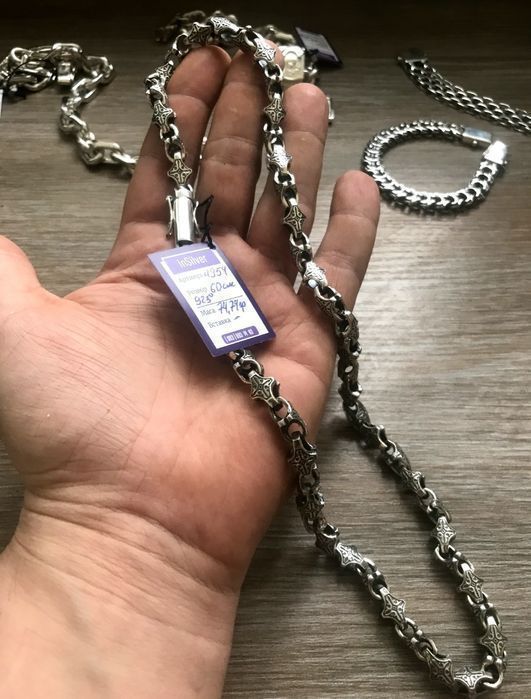 Срібний ланцюжок 75г чоловічий, мужская серебряная цепочка 925