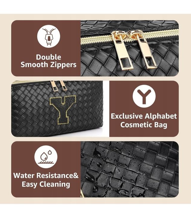 Kosmetyczka organizer do makijażu czarny z paskiem DECINIEE