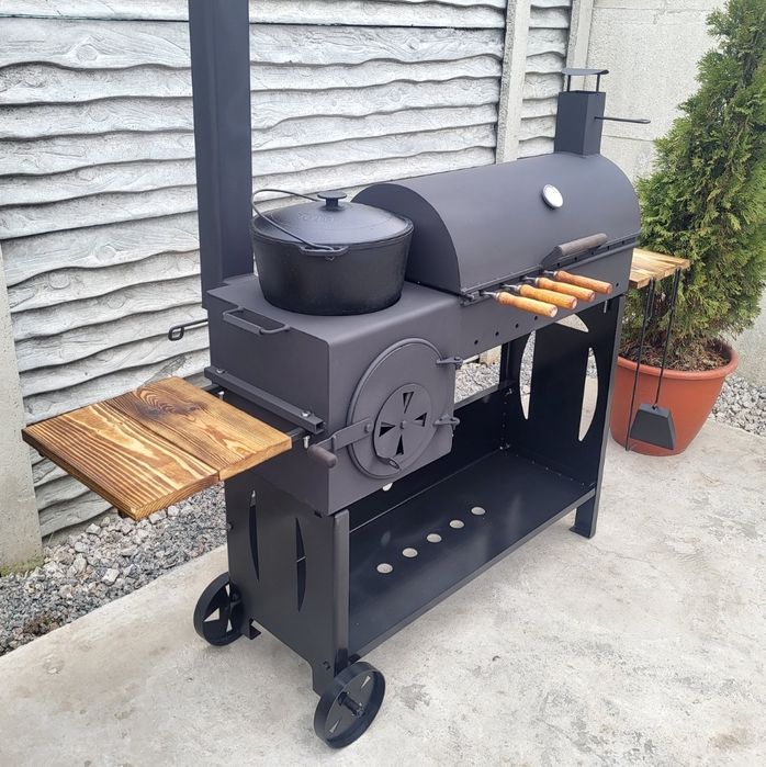 От ЗАВОДА! 5мм! 4в1! Мангал Барбекю Коптильня с Печью под Казан