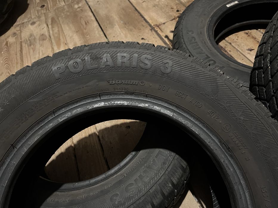4 opony zimowe Barum Polaris 3 - 155/80 R13 - komplet, bardzo dobry stan bieżnika, 2012