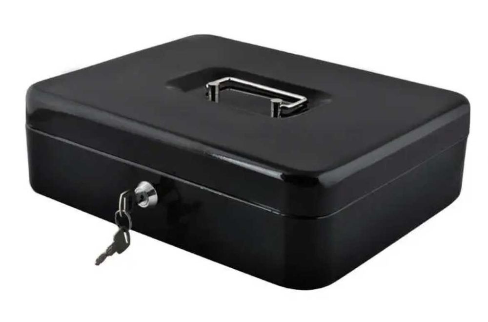 Металева касетна скринька для грошей та документів з ключем Сейф каса