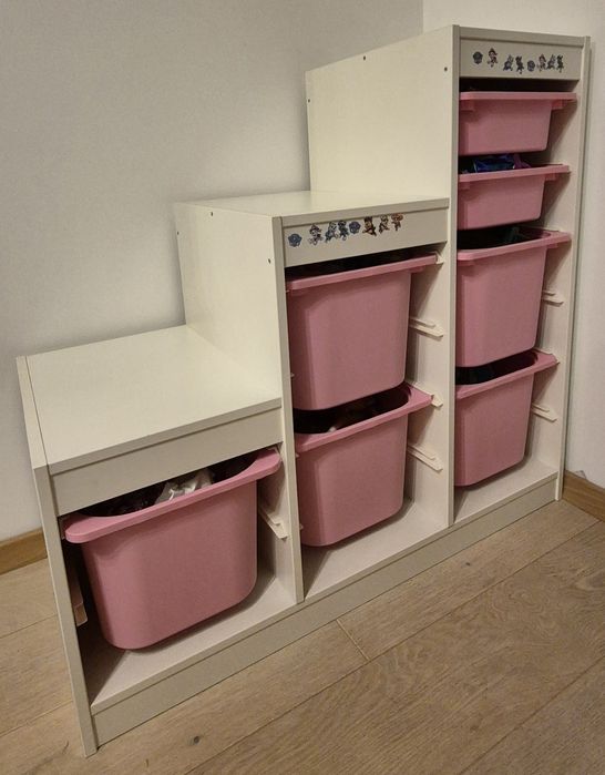 Regał z pojemnikami IKEA TROFAST biały/różowy