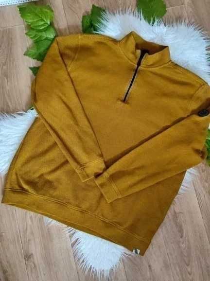 Musztardowa bluza męska ze stójką i zamkiem