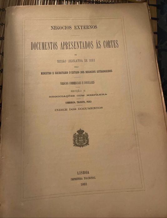 Lote de 7 volumes documentos apresentados as Cortes 1893
