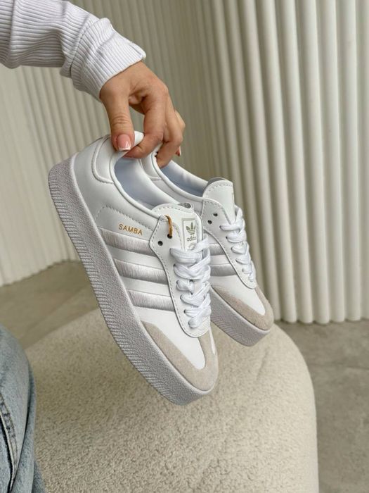 Жіночі кросівки Adidas Samba White адідас самба білі