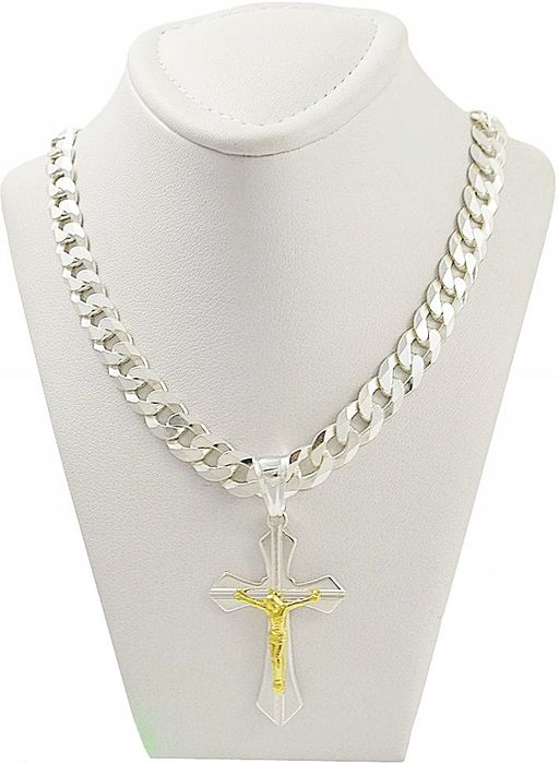 Łańcuszek Srebrny Pancerka  6,50 mm z Krzyżykiem pr 925 Grawer Gratis